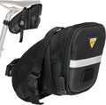 Topeak Aero Wedge Pack (Strap Mount, Medium) – Aerodynamic Seat Bag for Bikes, 1200D Polyester Construction, Quick-Release Buckle Mount, Expandable Storage, 3M Reflective Strip & Safety Light Clip