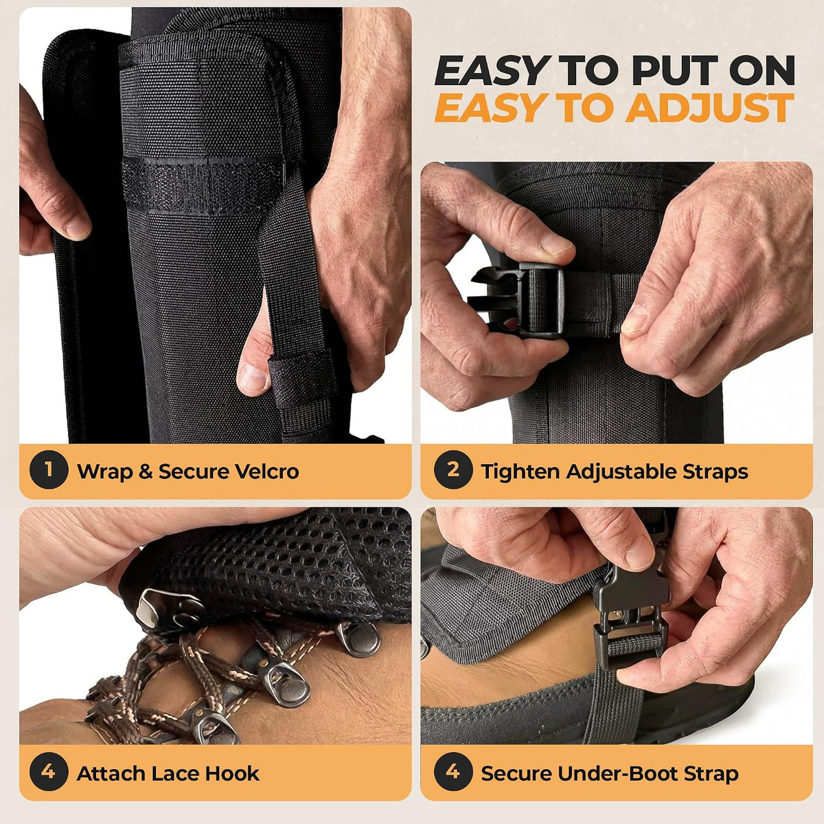 Foxelli Snake Gaiters for Men & Women, Durable Snake Protection Leg Guards