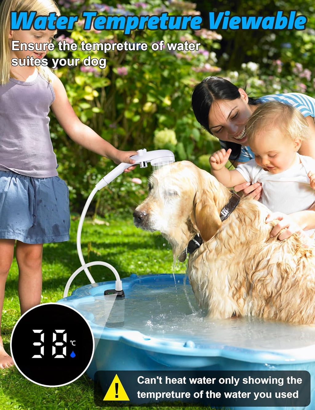 innhom Portable Shower for Camping, 6000mAh Rechargeable Camp Shower Pump with LED Display, IPX7 Waterproof & 2 Spray Modes Electric Outdoor Shower for Hiking, Travel, Car Washing, Pet Bathing