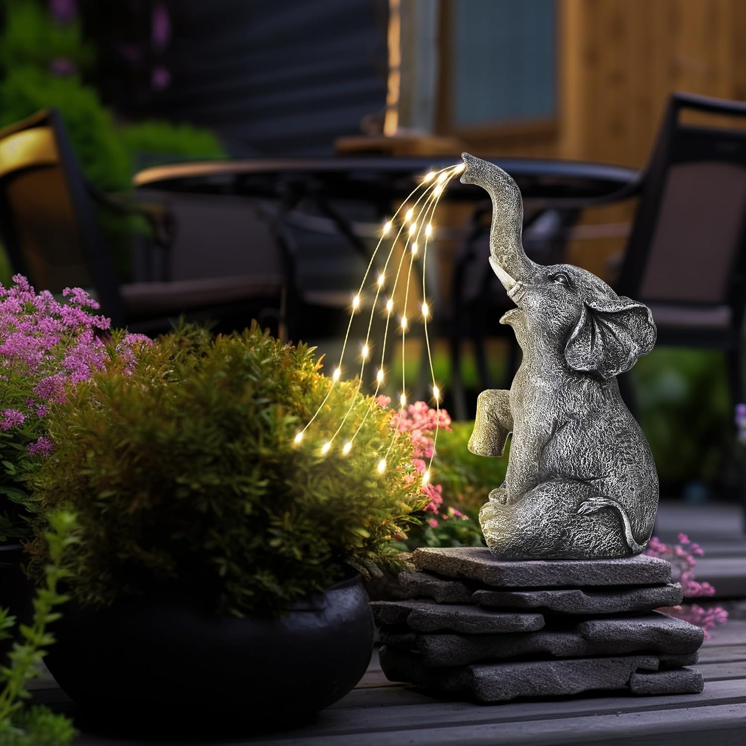 GIGALUMI Elephant Statue Solar Garden Decor Yard Outdoor Gifts for Women