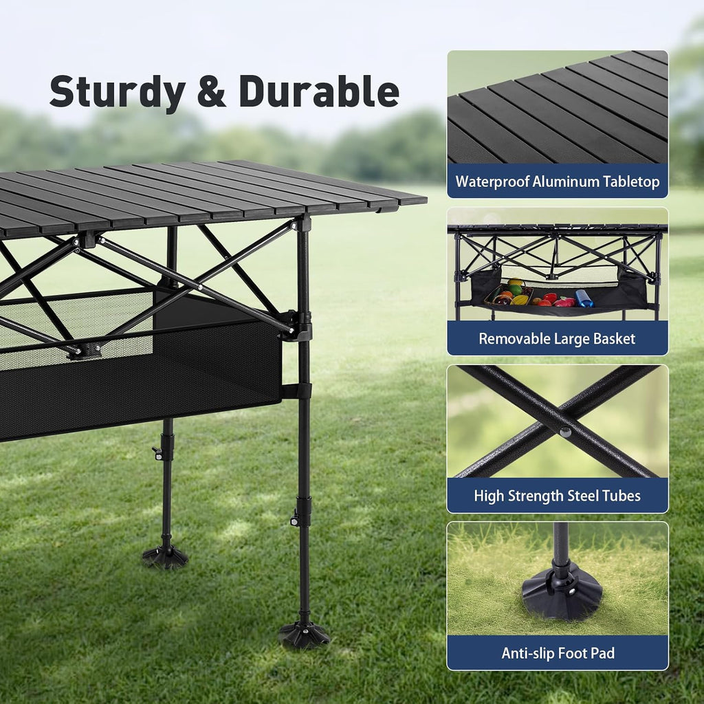 ALPHA CAMP Folding Camping Table Outdoor Table for Camping Picnic BBQ Beach