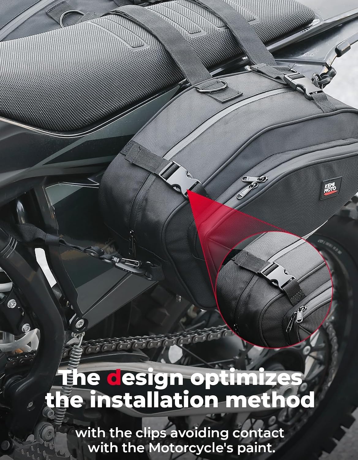 KEMIMOTO Dirt Bike Motorcycle Saddlebags 20L with Waterproof Rain Covers