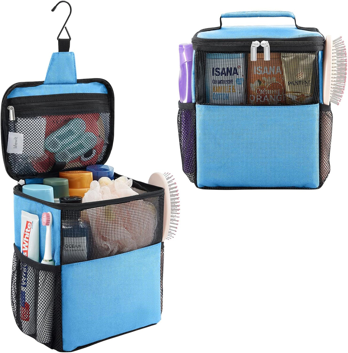 Lifewit Mesh Shower Caddy Bag, Hanging Shower Organizer, Medium, Blue