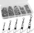 150pcs Fishing Swivels Snaps Kit, Barrel Swivels Fishing Tackle with Stainless Steel Safety Snaps, High Strength Fish Leader Line Connect for Saltwater Freshwater
