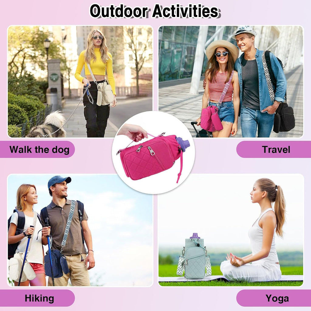 AGLOD Water Bottle Carrier Bag with Strap, Water Bottle Holder Crossbody Bags for Women Men for Walking, Hiking,Cycling