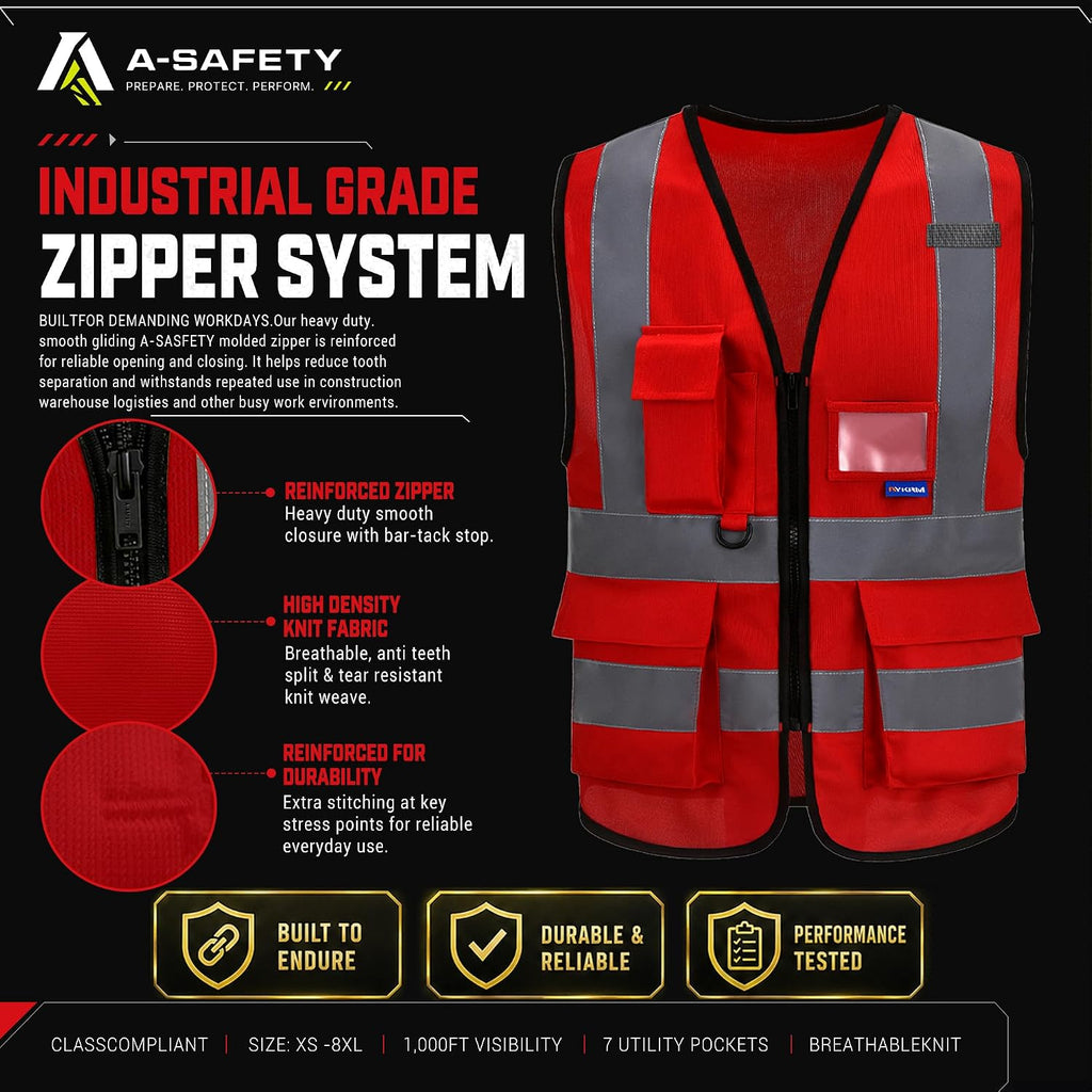 A-SAFETY High Visibility Reflective Safety Vest Customize Logo (XS-8XL)