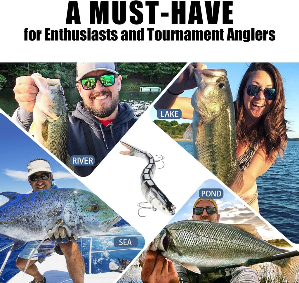 TRUSCEND Swimmax Easy Catch Fishing Lures with BKK Hooks, Wiggling, Vibrating, Rattling and Gurgling for More Bite, Heavy-Duty Dyneema Fiber Jointed Swimbaits for Bass, Trout, Walleye, Crappie, Pike