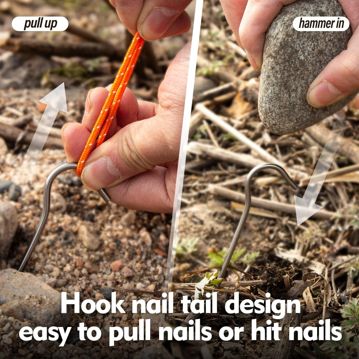 TITO Titanium Shepherd's Hook Tent Stakes Tent pegs Nail pegs Dia 3.0mm and Length 165mm only 6.1G.(Pack of 6) (Silver)