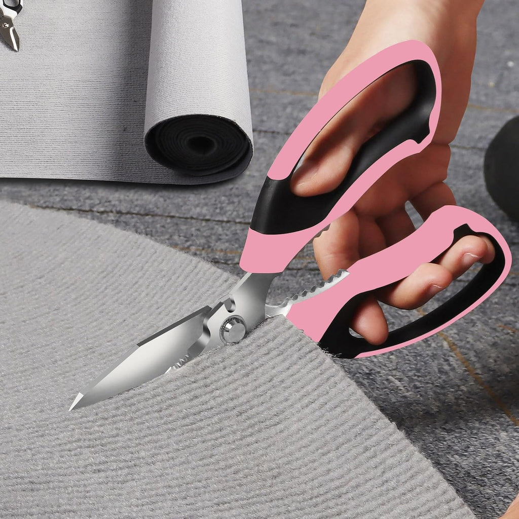 BoFuYuan Utility Scissors All Purpose heavy duty 8-Inch Pink