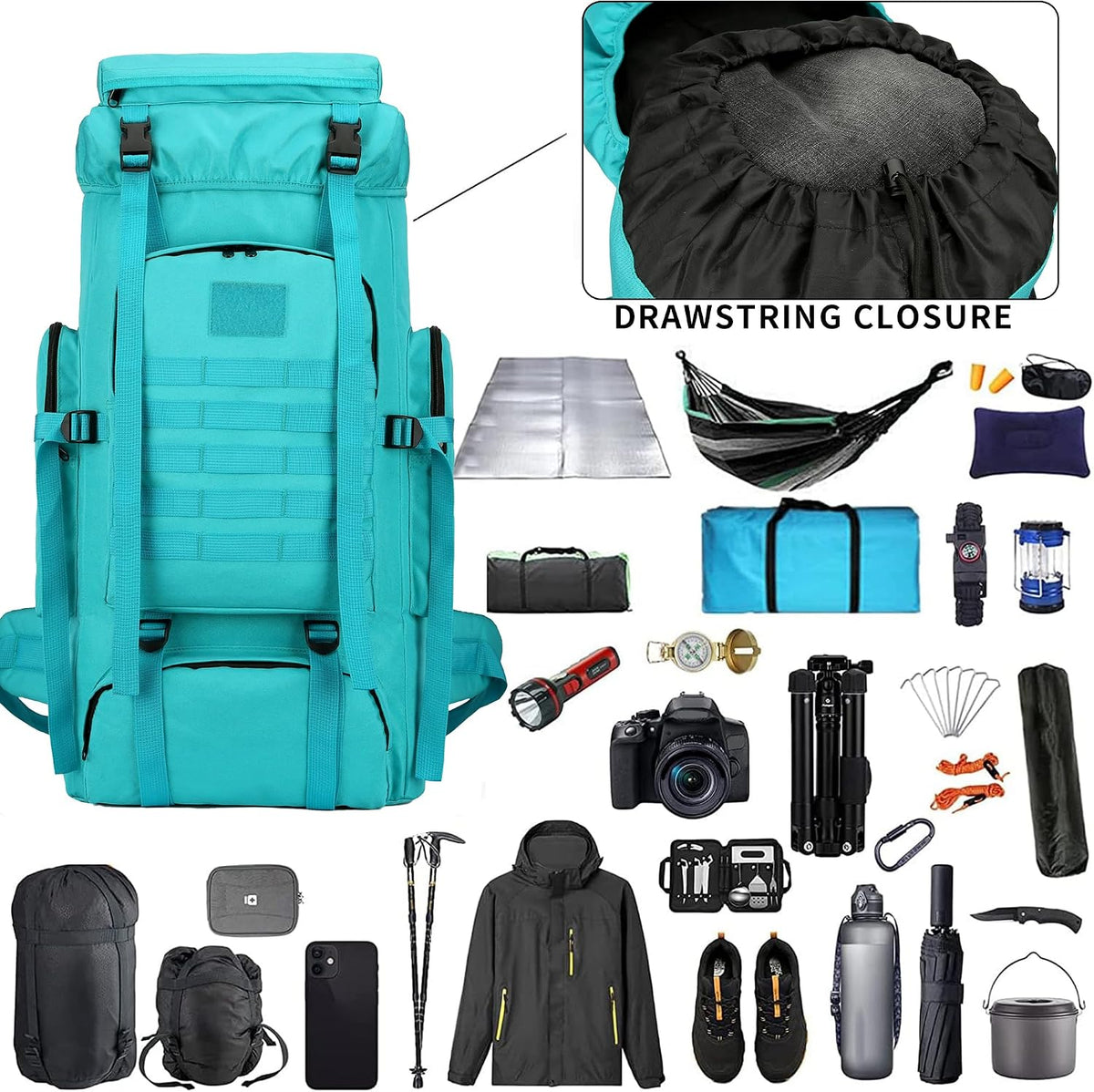 Hiking Backpack for Men 70L/100L Camping Backpack Military Rucksack Molle 3 Days Assault Pack for Climbing