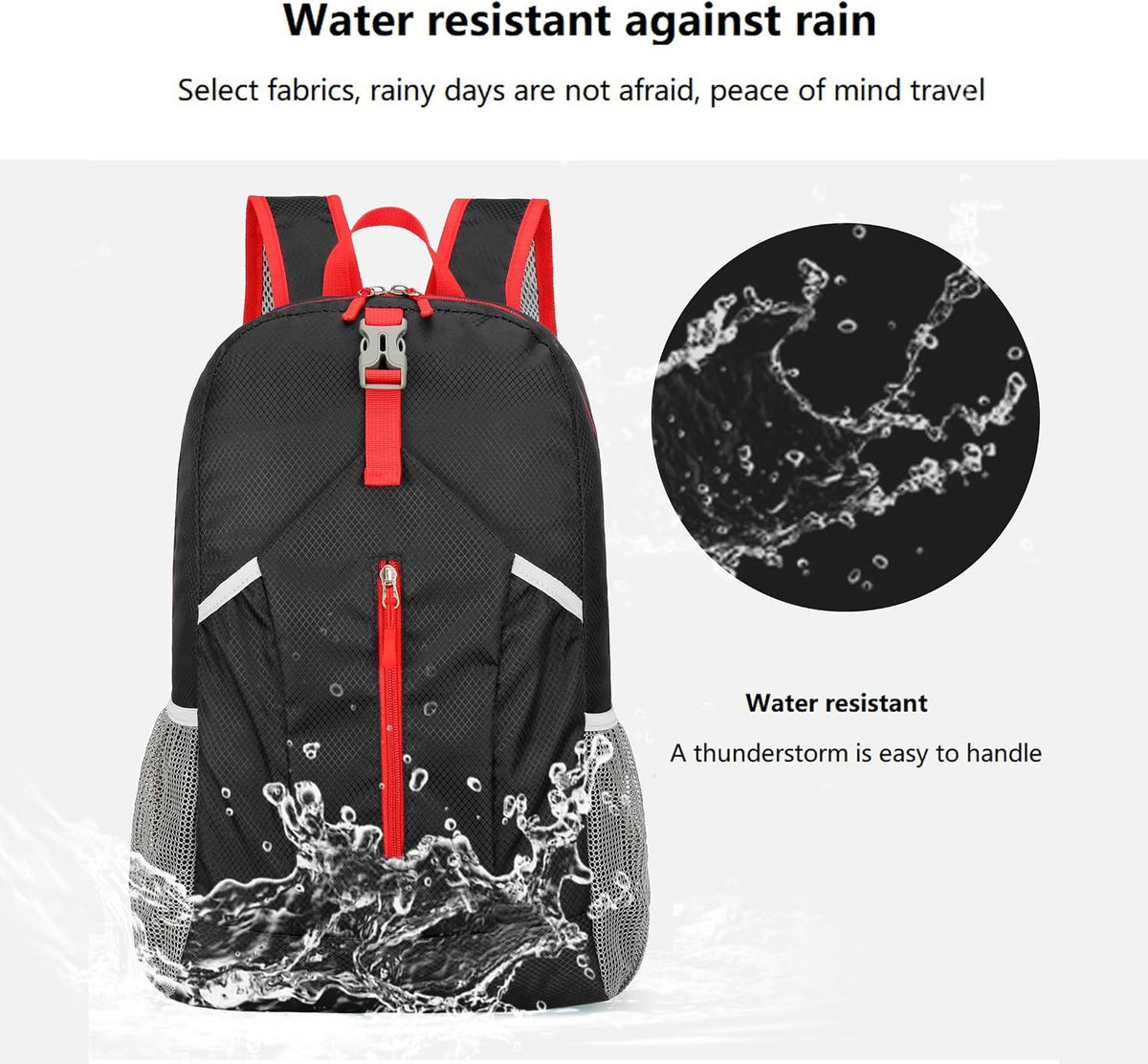 levayhill 25L Foldable Hiking Backpack,Small Packable Daypack, Black