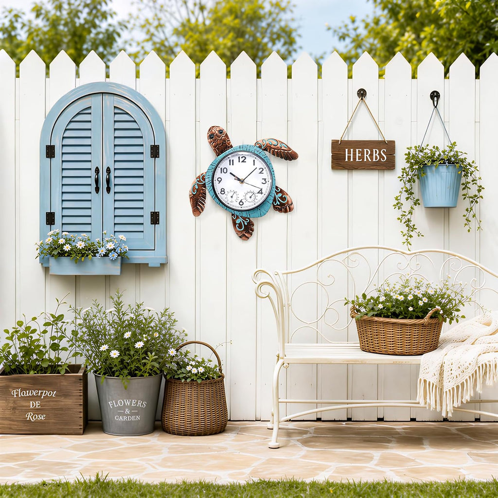 MUMTOP Turtle Outdoor Clock Waterproof for Patio Pool Garden Home