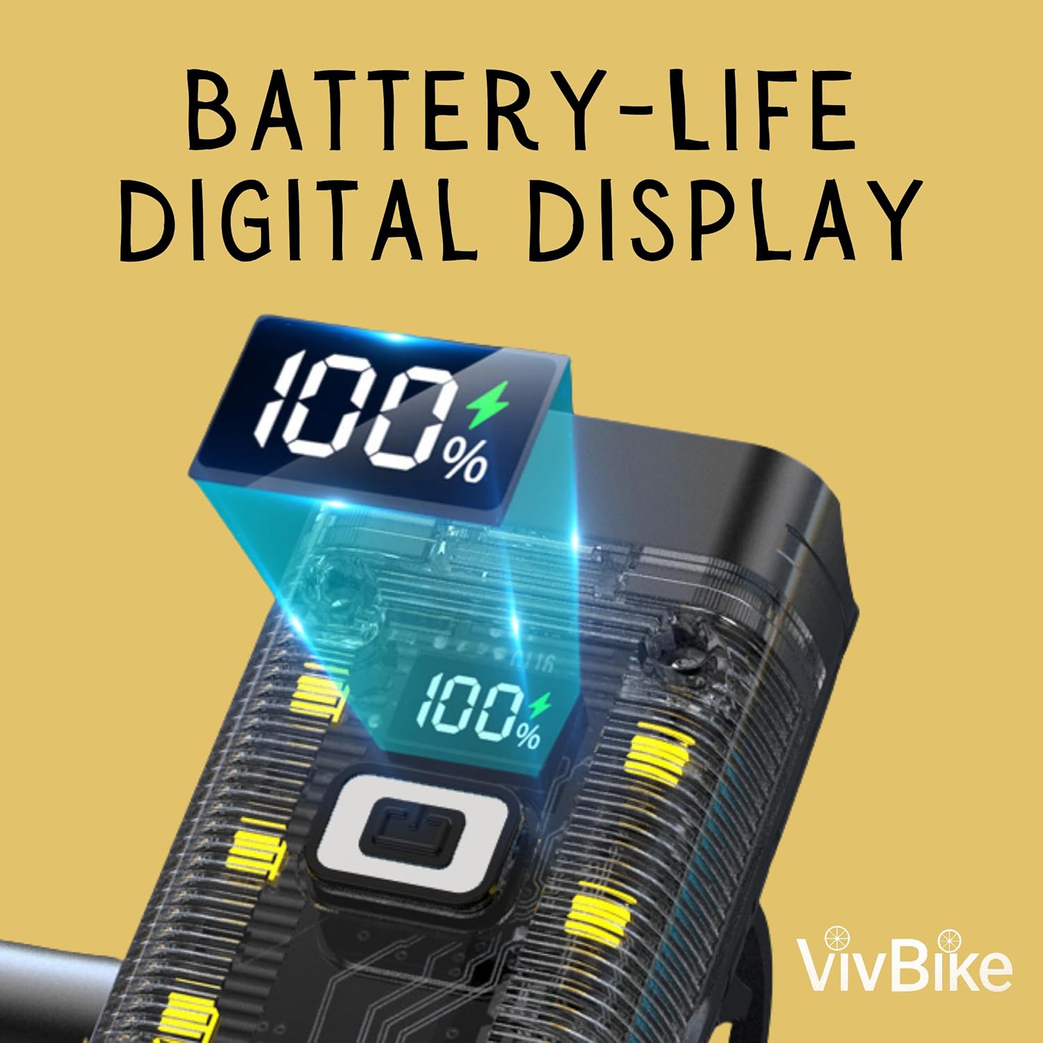 HerTime2 VivBike Rechargeable Bike Light – LED Bicycle Headlight, USB-C Charging, Waterproof, Multiple Lighting Modes