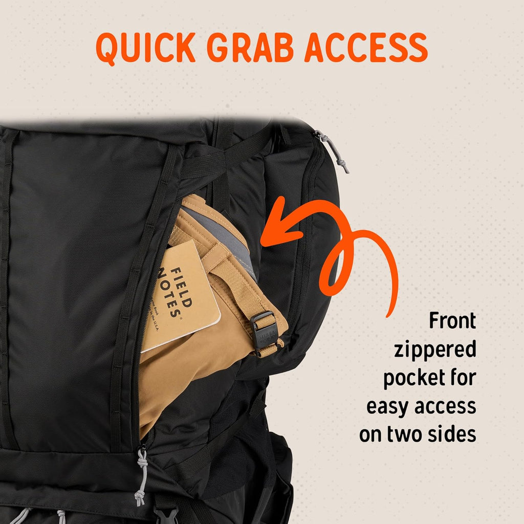 Kelty Coyote 60-105 Liter Internal Frame Backpack - Hiking, Backpacking, Travel, Adjustable Torso (65L / Black)