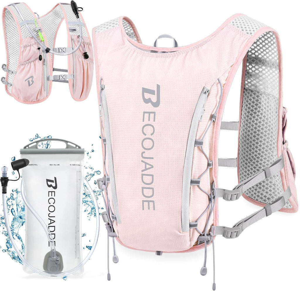 BECOJADDE Running Vest for Women Men, 5L/6L Lightweight Hydration Backpack Running Pack for Marathon, Trail, Cycling, Hiking, Jogging
