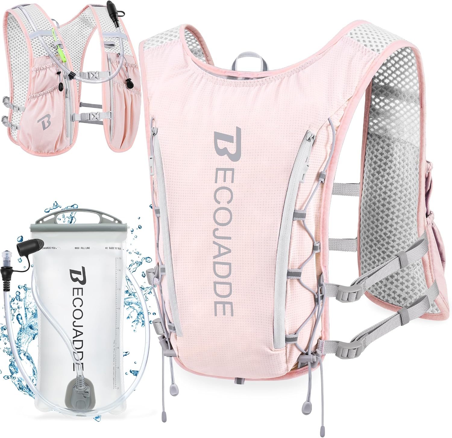 BECOJADDE Running Vest for Women Men, 5L/6L Lightweight Hydration Backpack Running Pack for Marathon, Trail, Cycling, Hiking, Jogging