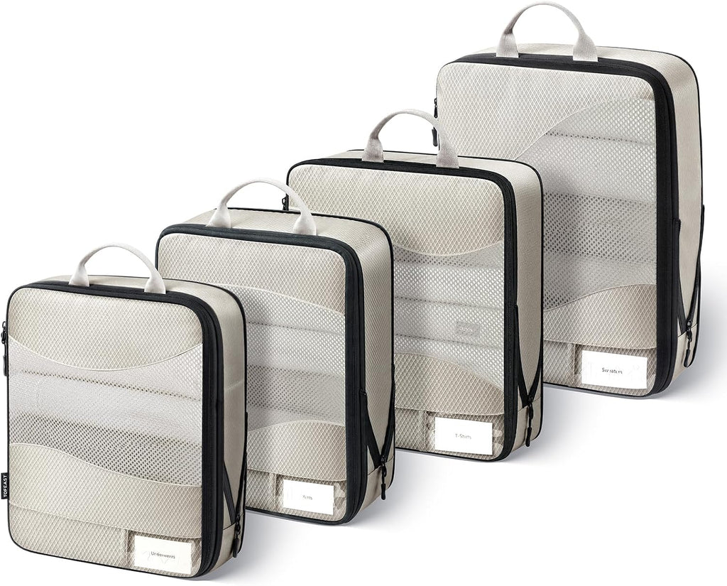 TOPEAST Compression Packing Cubes 4 Set Suitcase Organizer Bags for Travel