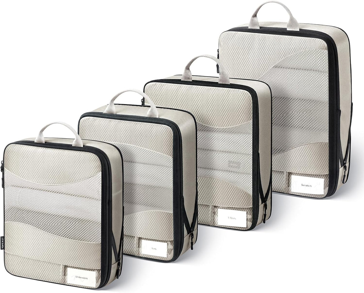 TOPEAST Compression Packing Cubes 4 Set Suitcase Organizer Bags for Travel