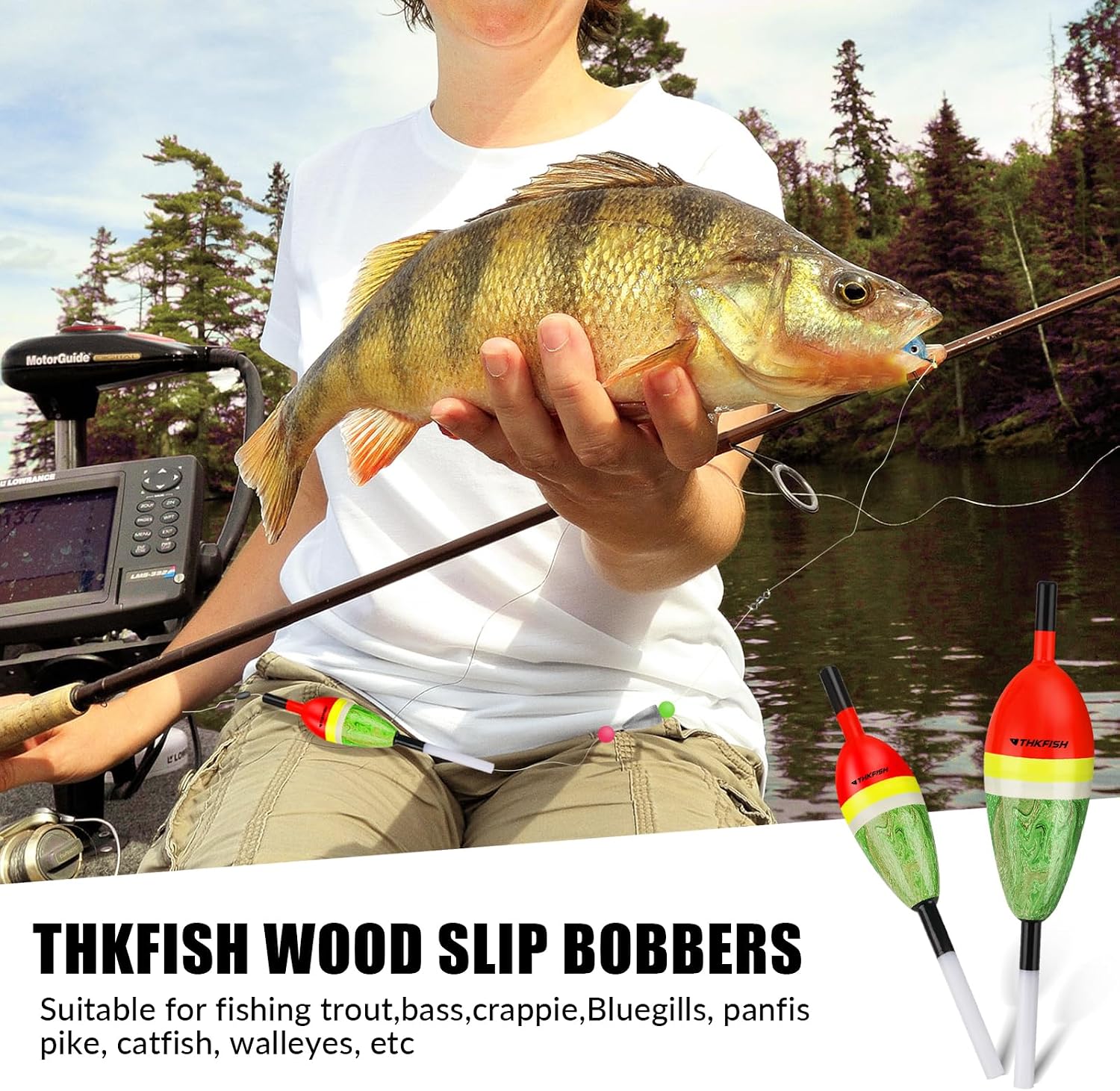 THKFISH Fishing Floats Balsa Wood Slip Bobbers, Fishing Bobbers Stick Slip Bobber for Fishing Crappie Bluegill Trout Bass Panfish Catfish Walleye 5PCS