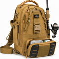 Tovra Fishing Tackle Backpack with Rod Holder & Removable Storage Pouch – Waterproof Sling Bag, Fits Up to 3 3700 Tackle Boxes, MOLLE Fishing Backpack for Rods, Pliers, Water Bottle & Outdoor Gear