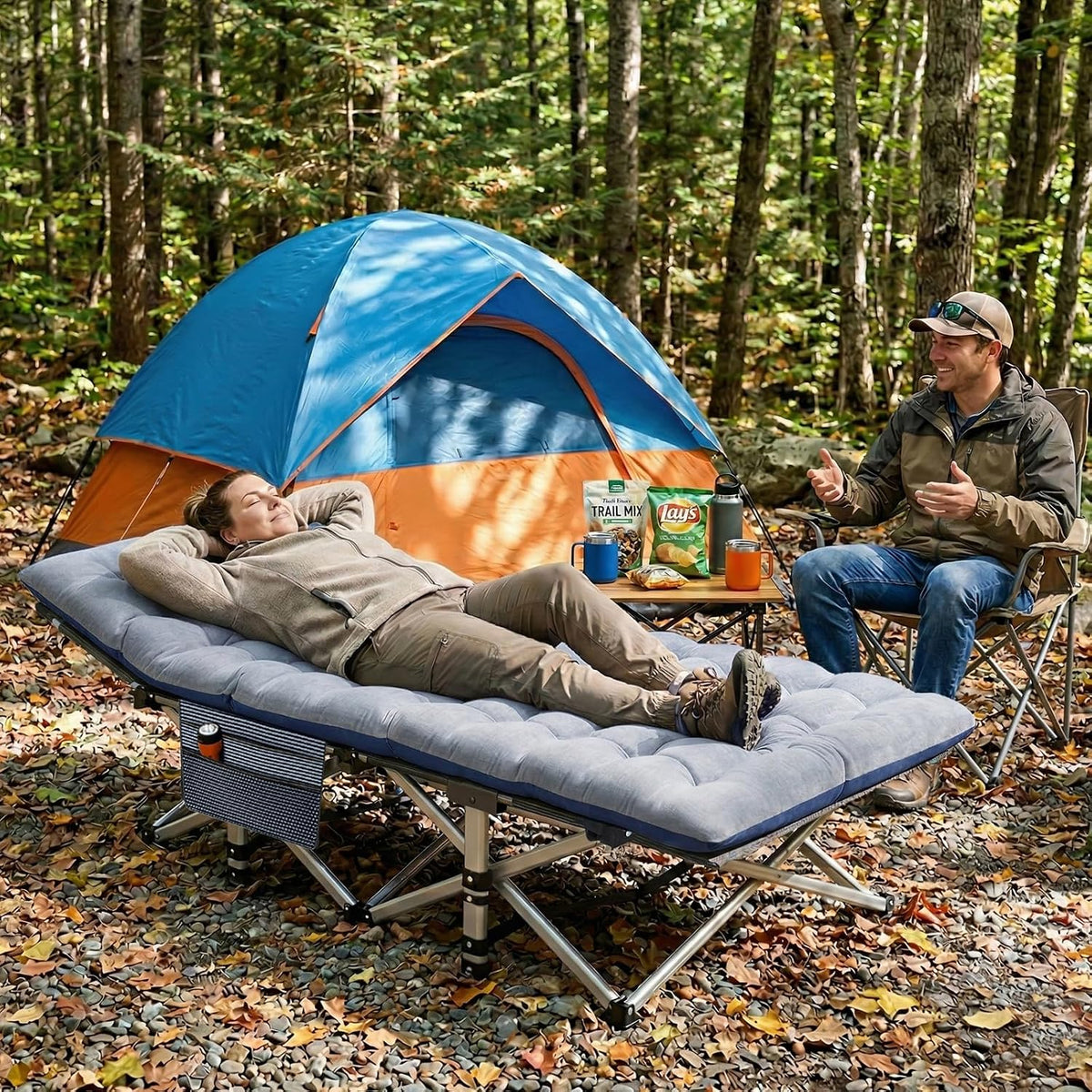 ABORON XXL Folding Camping Cot for Adults, 32 in Wide with Mattress, 900 lb