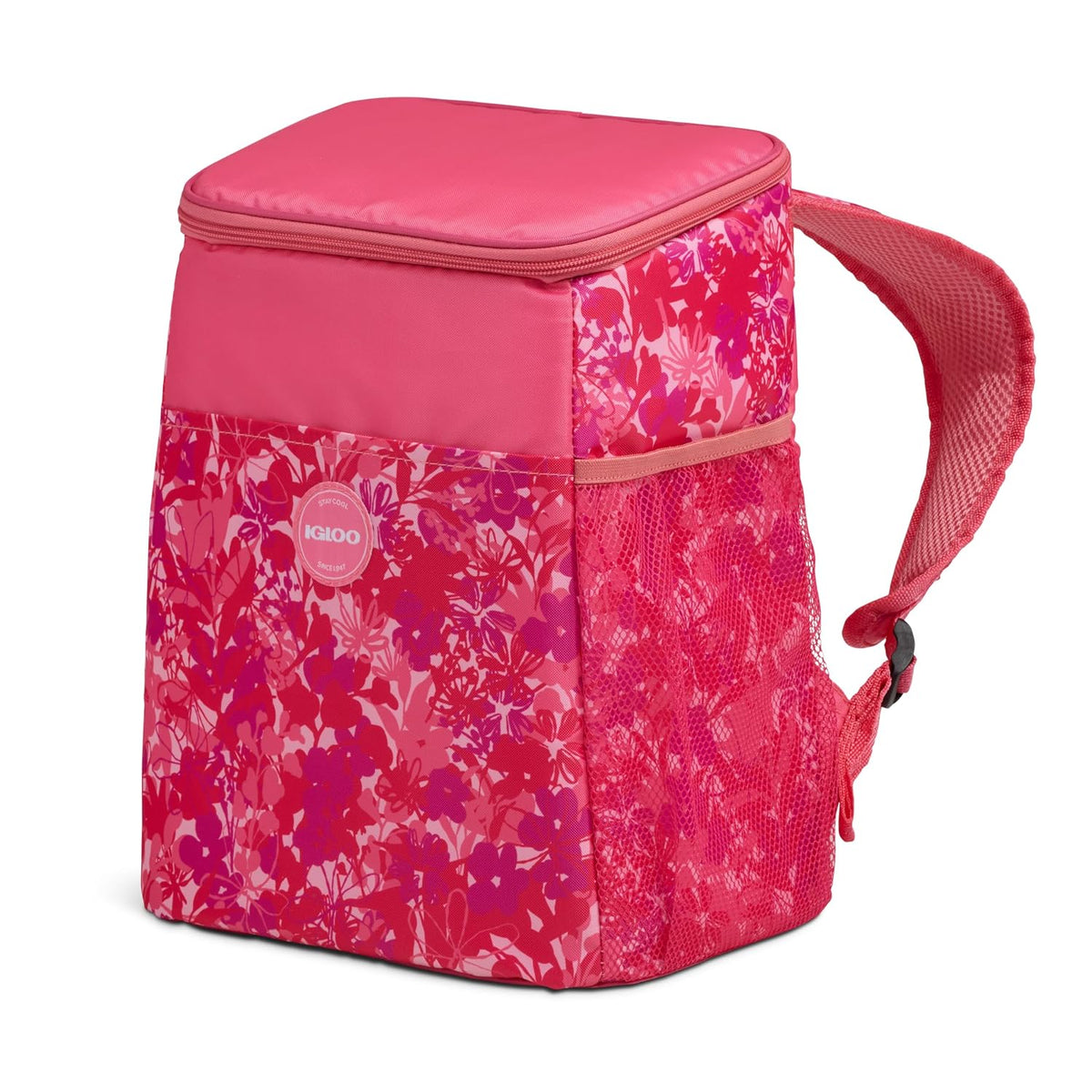 Igloo Print Essentials 18-Can Insulated Backpack Cooler, Floral Pink