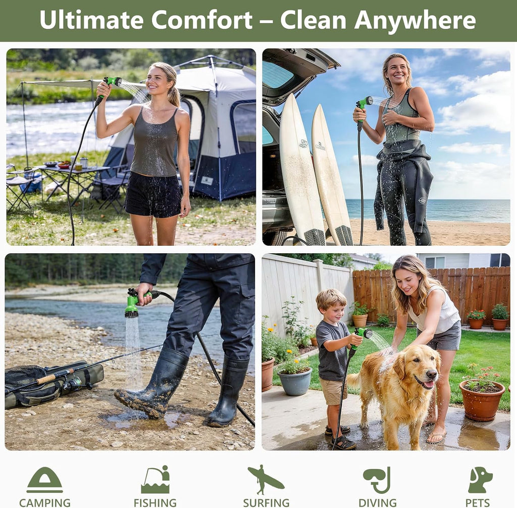 SPACEREST Portable Shower for Camping, 5-Gallon Water Tank, 1 Battery