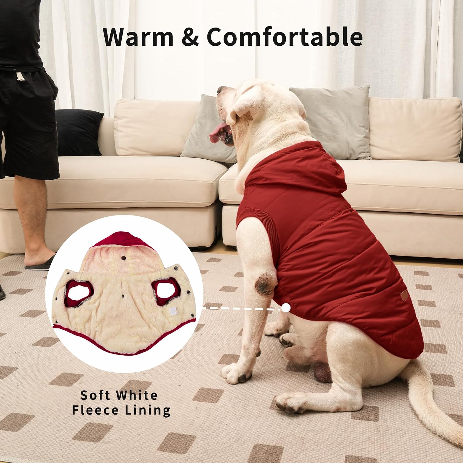 Vecomfy Warm Dog Coats with Hoodie,Winter Dog Jackets for Small Dogs