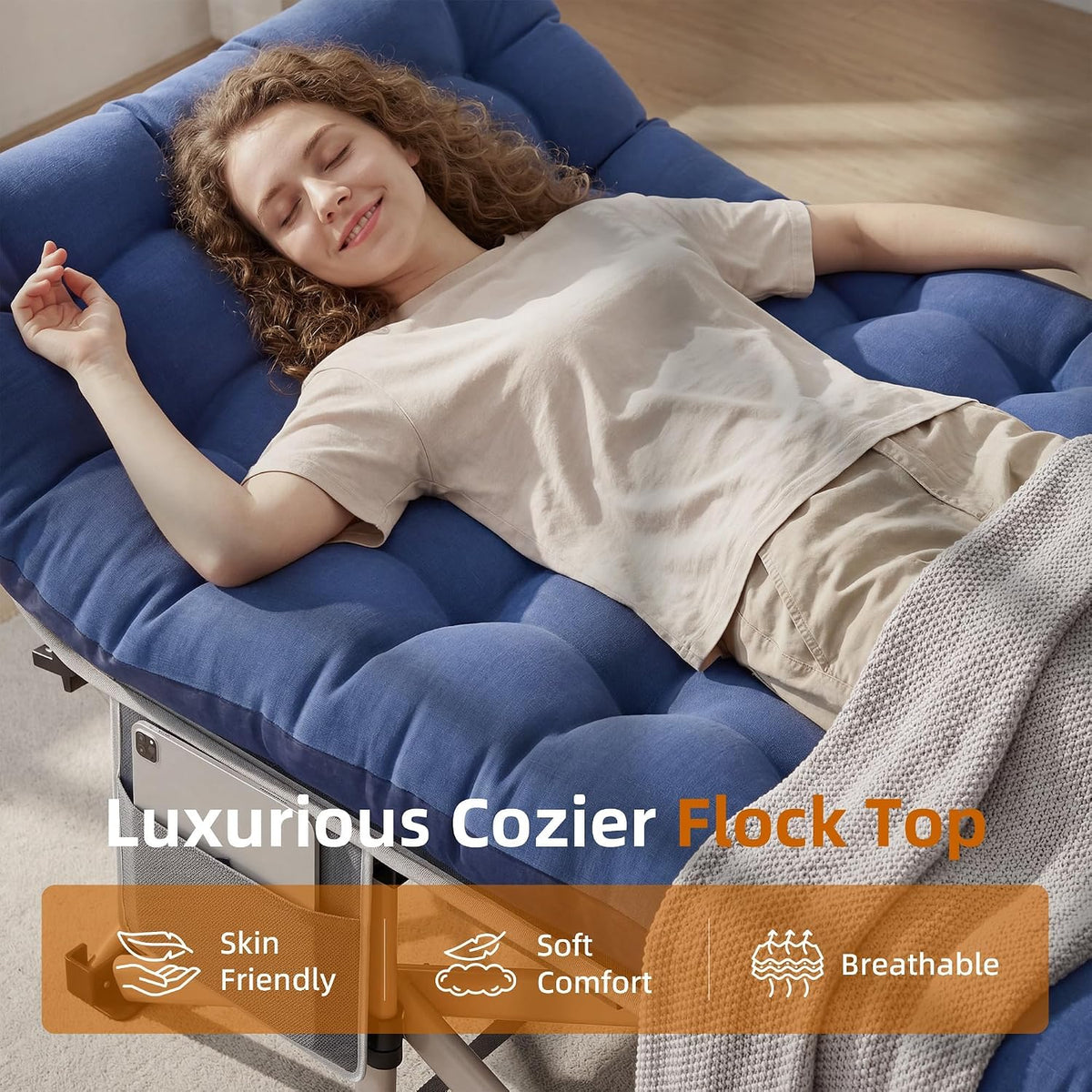 Camping Cot for Adults 2 Pack, Heavy Duty Folding Sleeping Cots with Carry Bag, Portable Camp Bed with Double Layer 1200D Oxford Fabric & Mattress, Travel Cot for Camping, Beach, Patio, Home Office