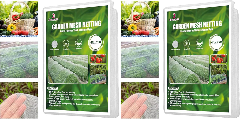 Jevrench 8 x 25 ft Garden Netting Row Cover, Ultra Fine Mesh for Plants