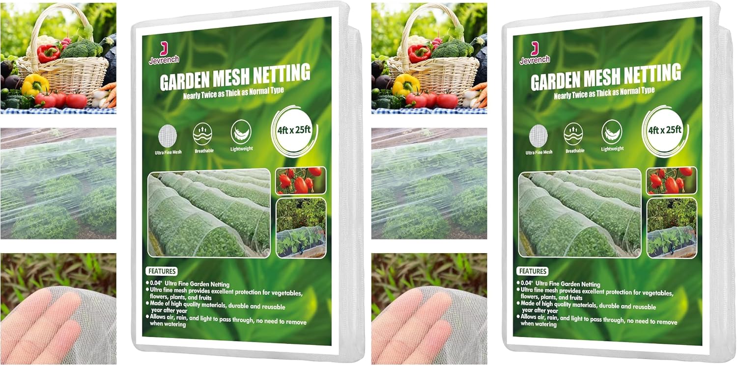 Jevrench 8 x 25 ft Garden Netting Row Cover, Ultra Fine Mesh for Plants