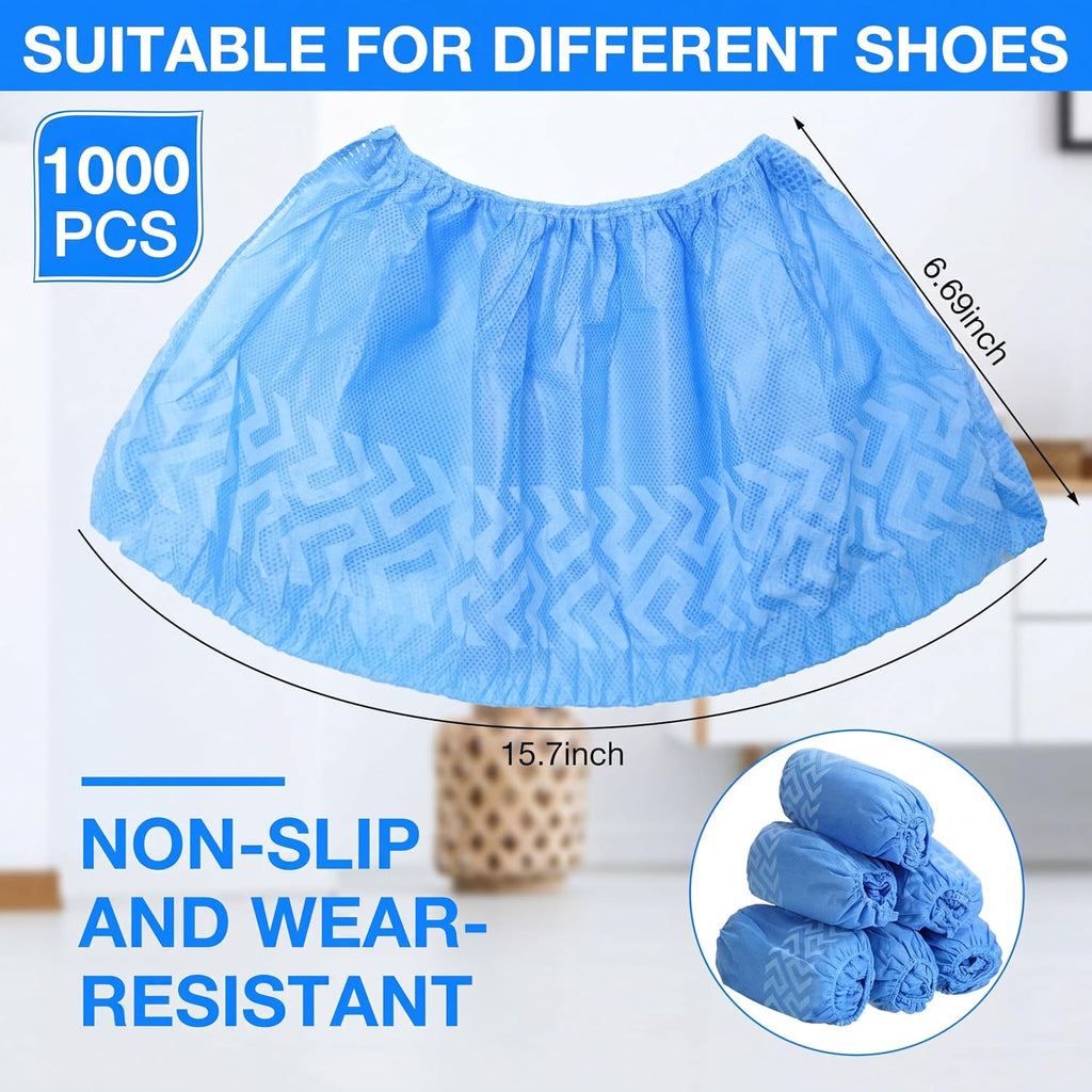 200 Packs Disposable Boot Shoe Covers Non Slip, Blue