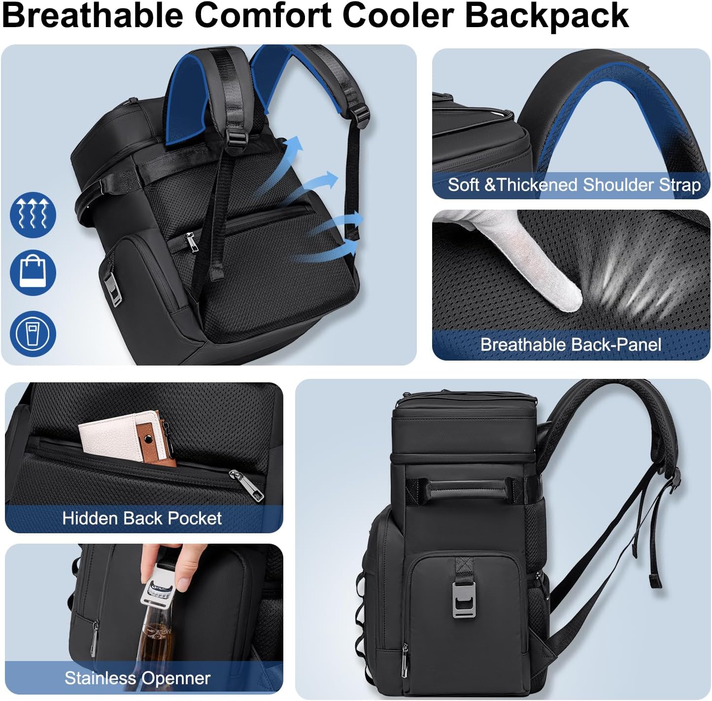 Weitars Insulated Cooler Backpack,Waterproof Soft Cooler Bag 31L/52 Can