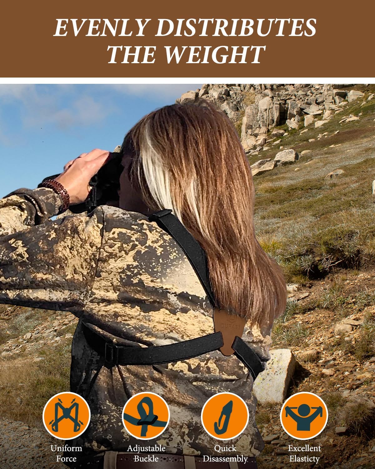 Binocular Harness Strap for Hunting, X-shaped Decompression Binocular Straps for Birding, Binocular Straps Harness, Suitable for Outdoor Camping, Hiking, Outdoor Survival, Search and Rescue Activities