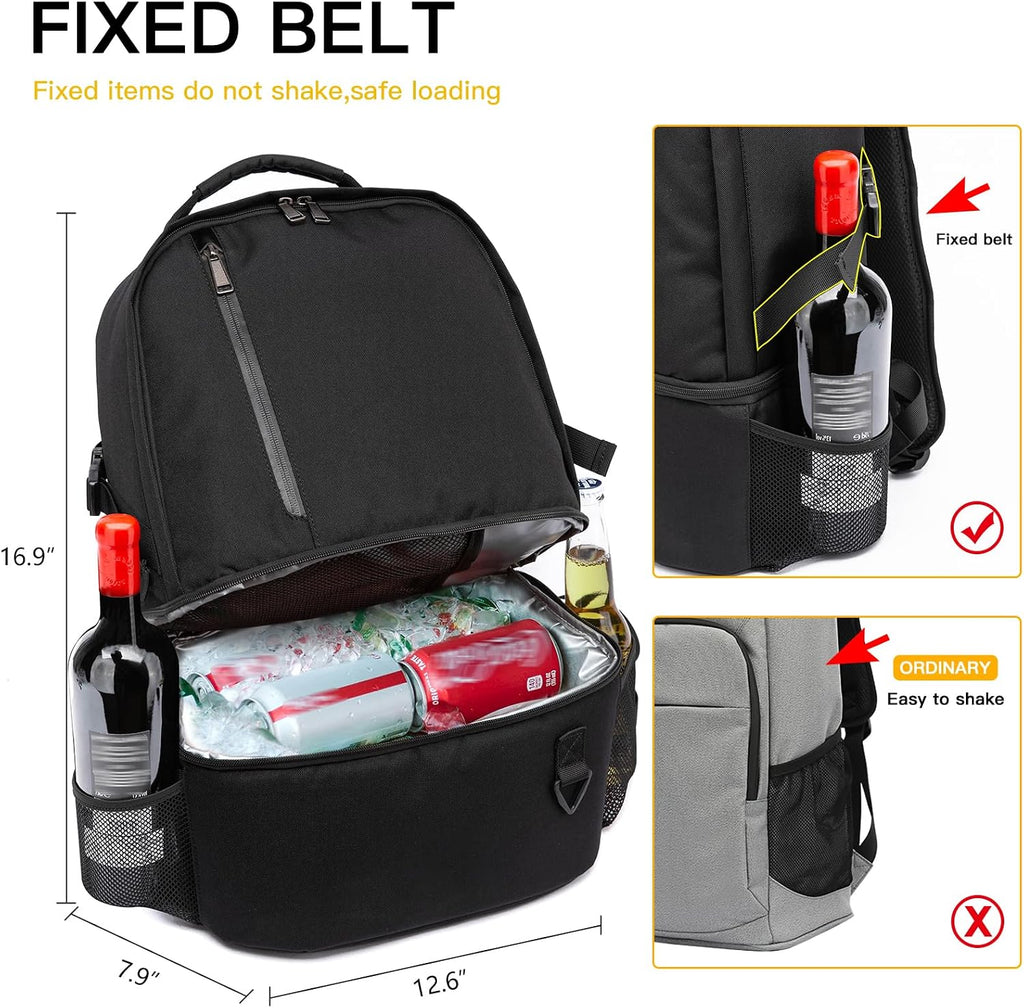 TUGUAN Dual Compartment Cooler Backpack Insulated 16Cans Lunch Box Backpack