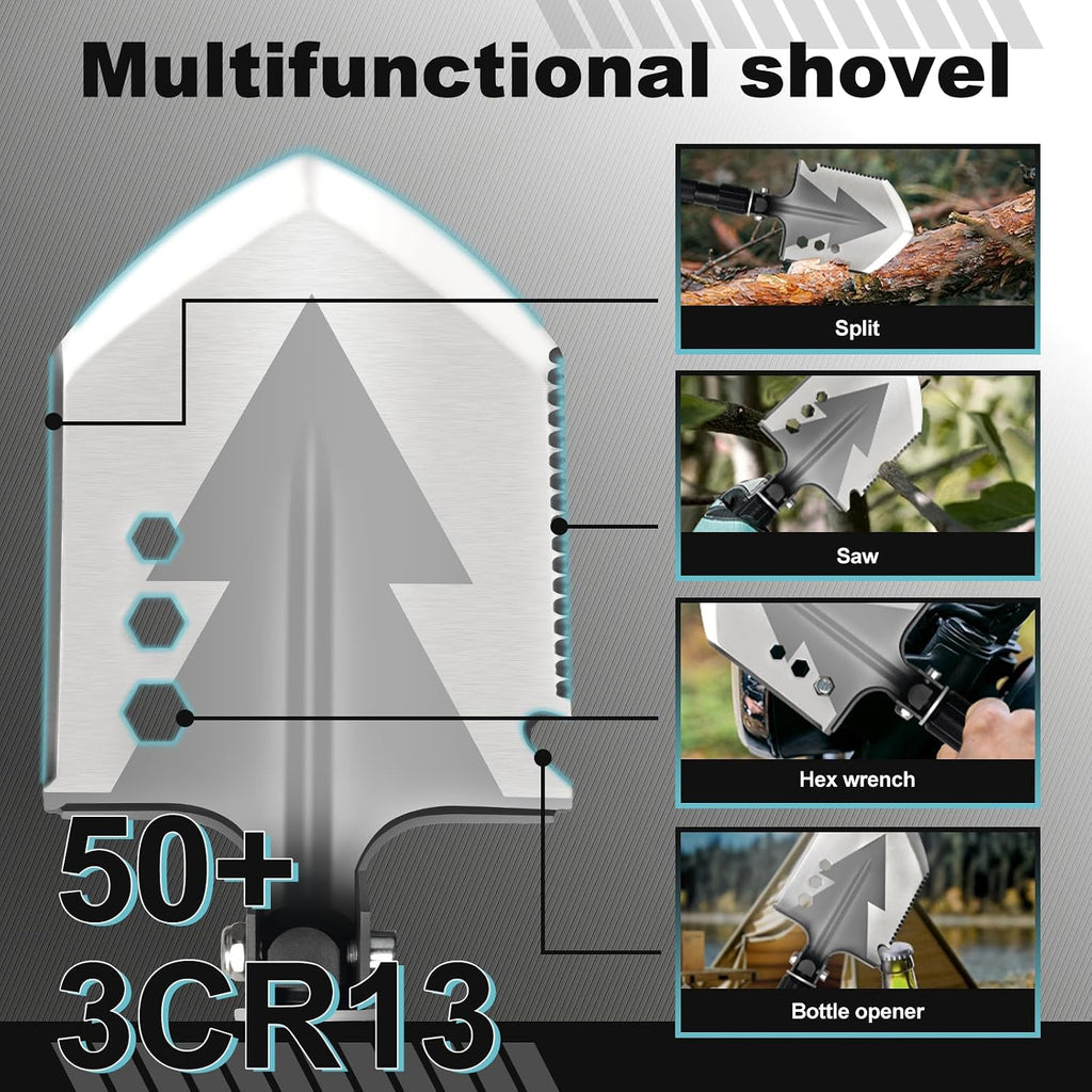 GOJAWAY 56" Ultra Long Camping & Shovel Axe Set, 20 in 1 Multi-Tools