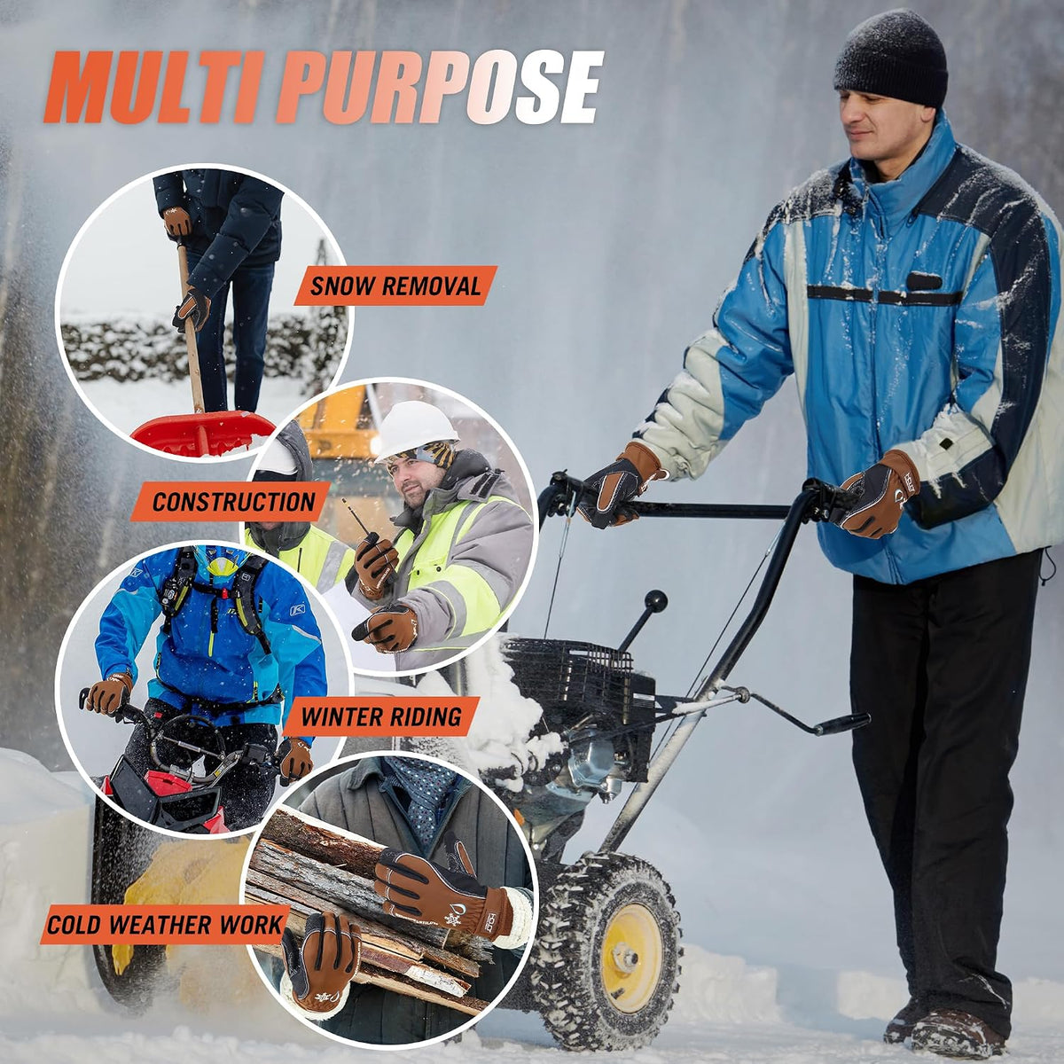 HANDLANDY Winter Work Gloves, 3M Thinsulate Waterproof Insulated Glove for Men Women