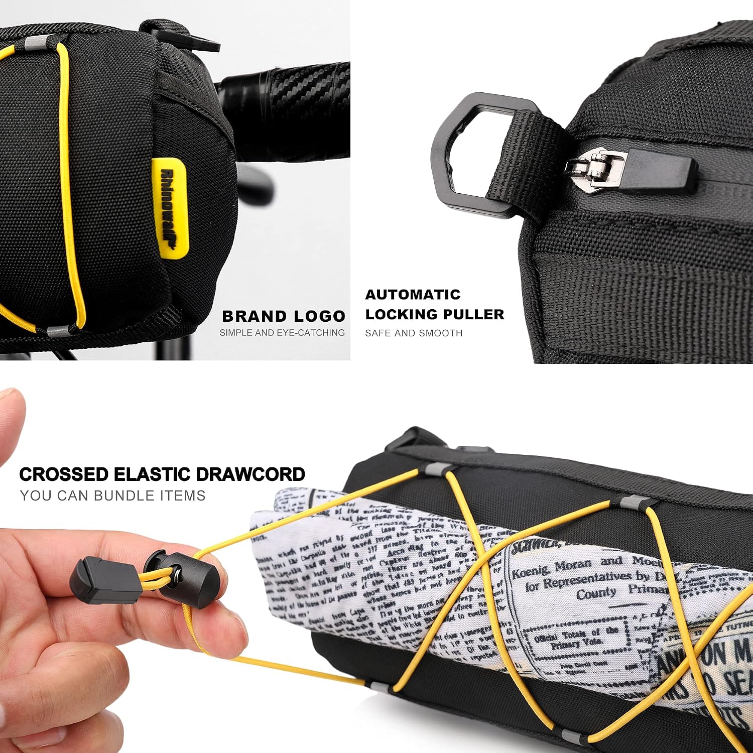 Rhinowalk Bike Handlebar Bag, Bicycle Front Bag Shoulder Bag Storage Bag with Shoulder Strap for Road Mountain Bike Cycling Travel