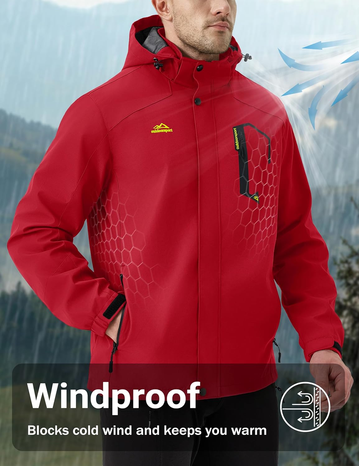 MAGCOMSEN Men's Lightweight Windbreaker Rain Jacket Raincoat with Detachable Hood for Hiking Fishing Activewear