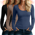 Riyiper 3 Pack Women's Thermal Long Sleeve Shirts Scoop Neck Top