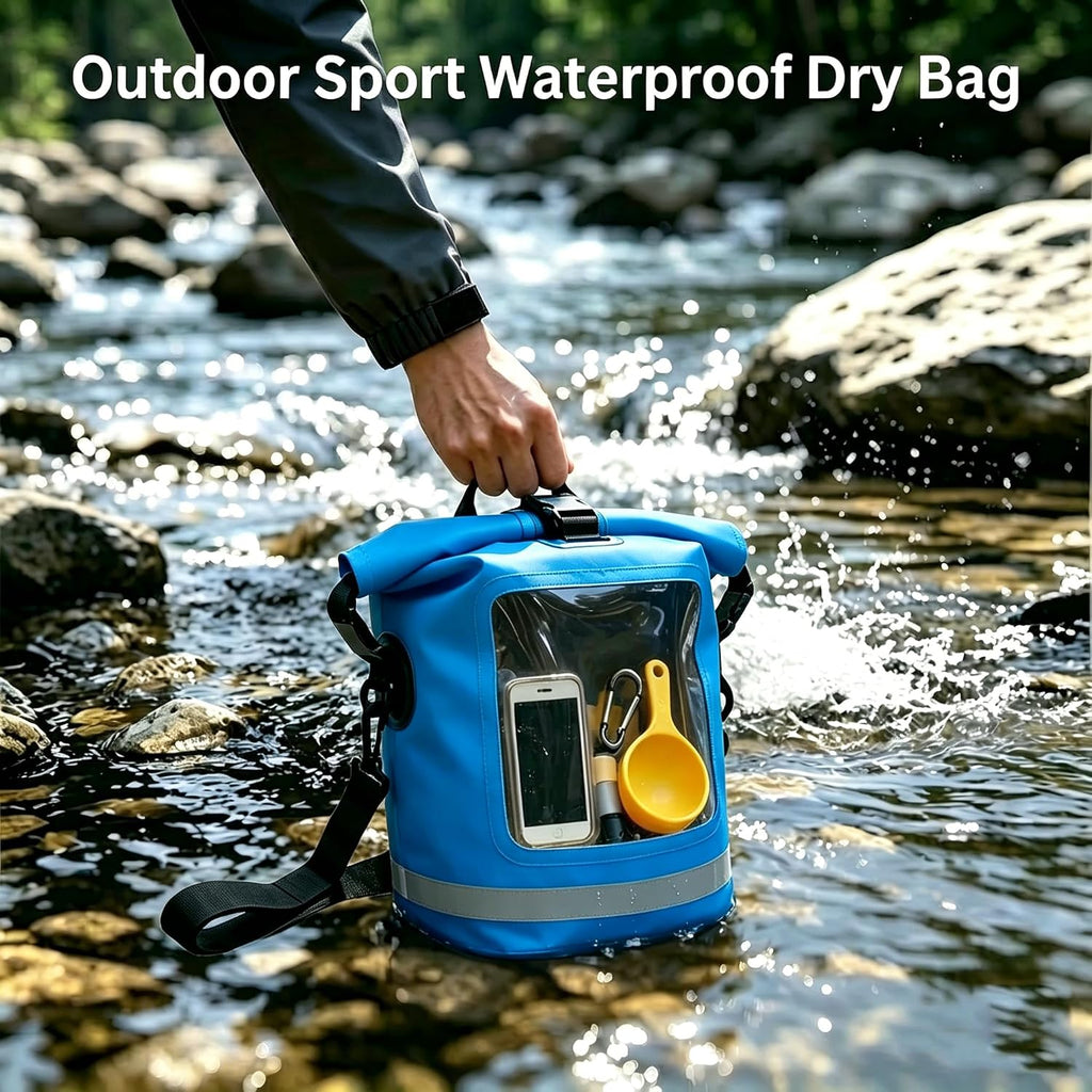 Waterproof Dry Bag with Clear Window, 500D Heavy Duty Roll Top Marine Sack