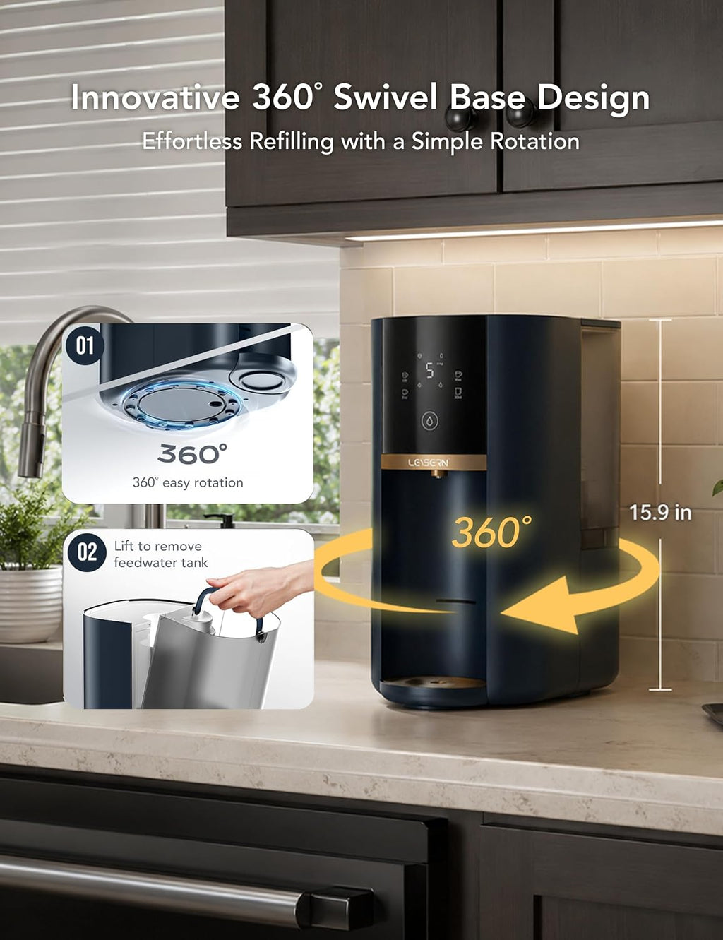 Leysern Countertop Reverse Osmosis Water Filter with UV, No Installation