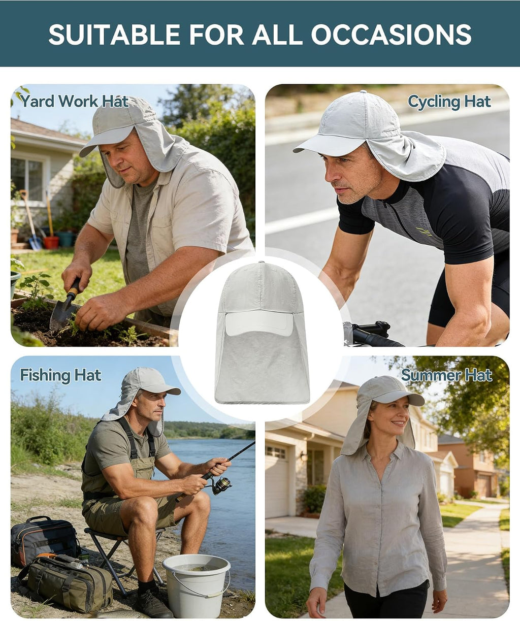 Zando UPF 50+ Sun Hats with Neck Flap for Men, Baseball Cap