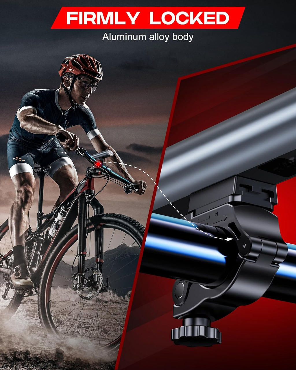 High Lumen Bike Light Set, Prasky Rechargeable Bicycle Lights Front and Rear, Super Bright LED Bike Headlight, IP65 Waterproof Multiple Modes Road Mountain Bike Lights for Night Riding - Blue