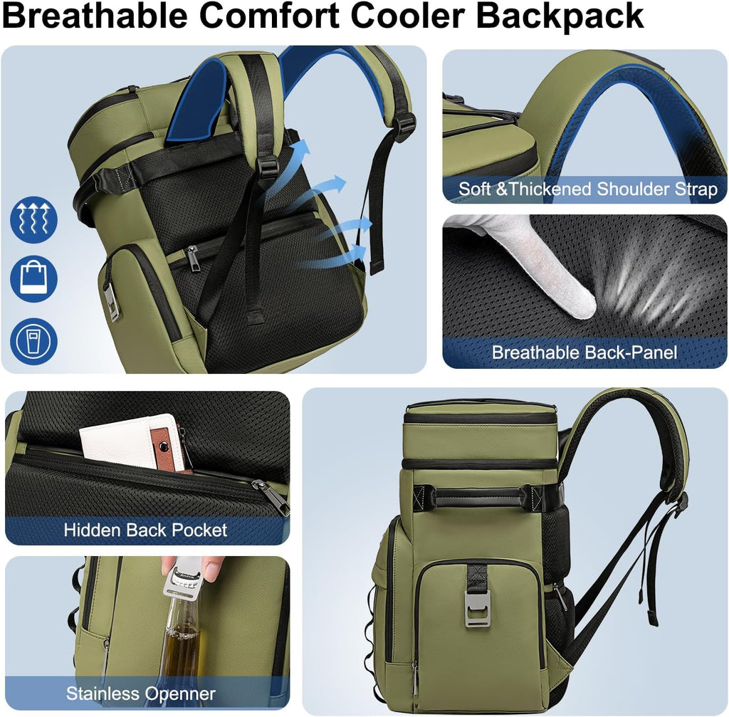 Weitars Insulated Cooler Backpack,Waterproof Soft Cooler Bag 31L/52 Can