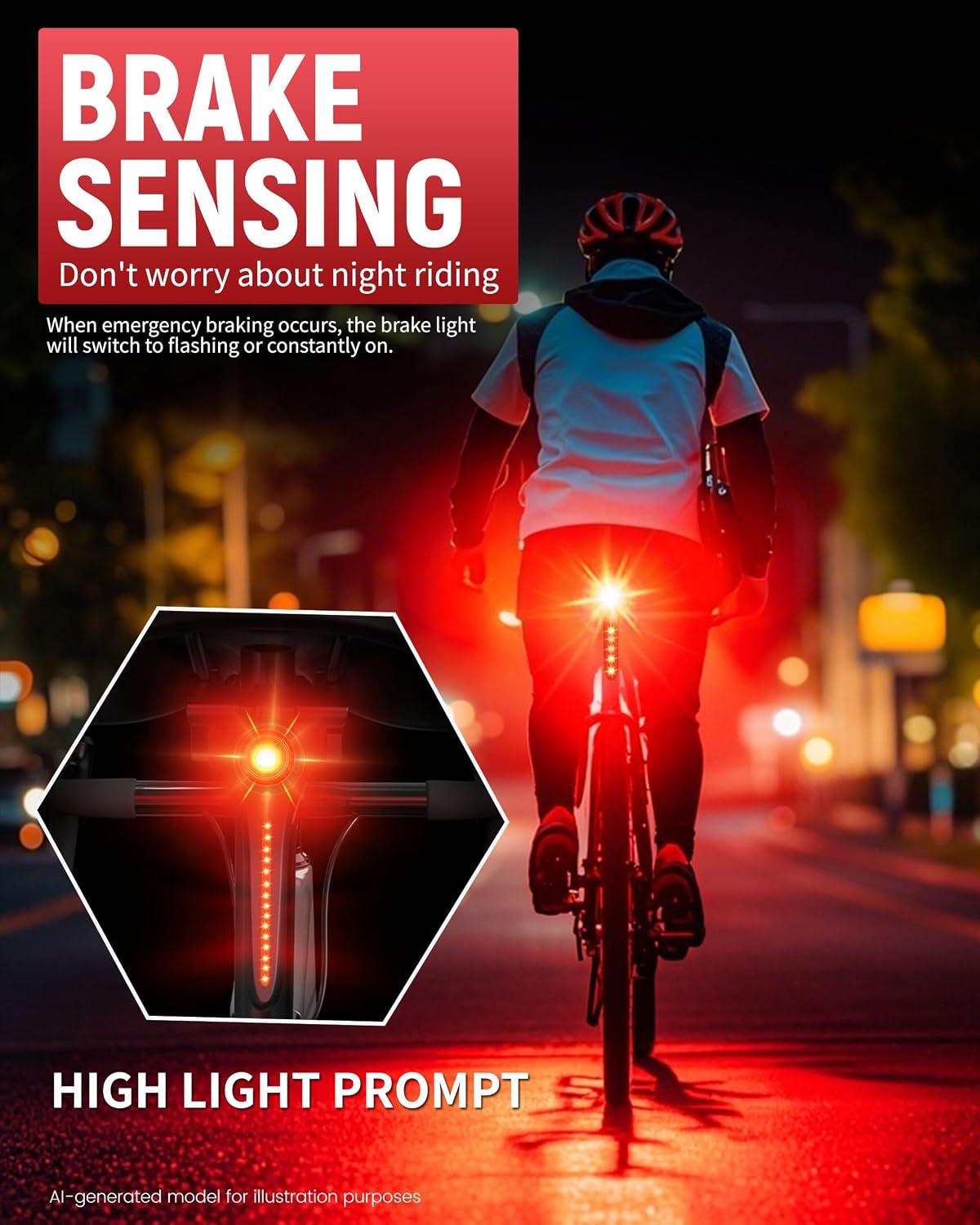 DARKBEAM Bike Tail Light Smart- with Brake/Light Sensor, USB-C Rechargeable