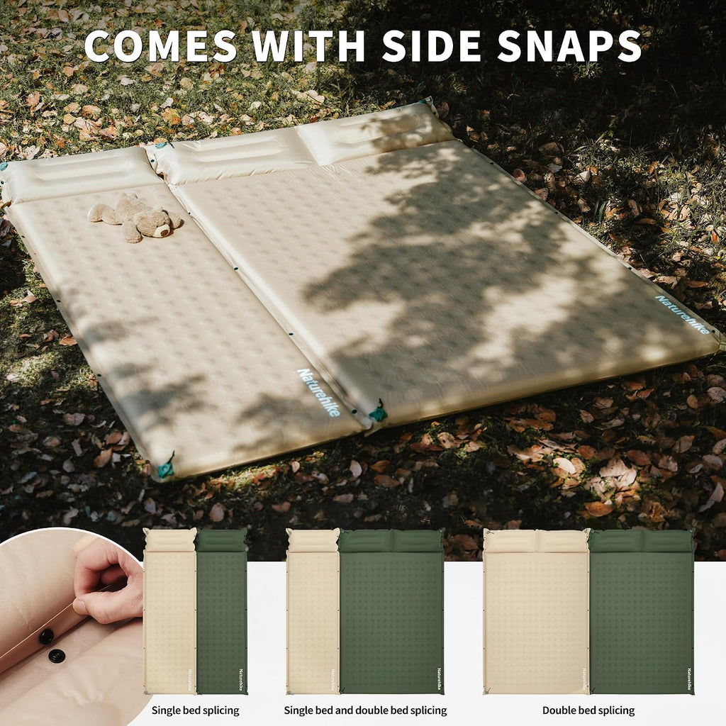 Naturehike Connectable Double Self Inflating Sleeping Pad, 2.36" Memory Foam Camping Pad, Backpacking Camping Mattress Pad for Tent, Travel, Car, Hammock