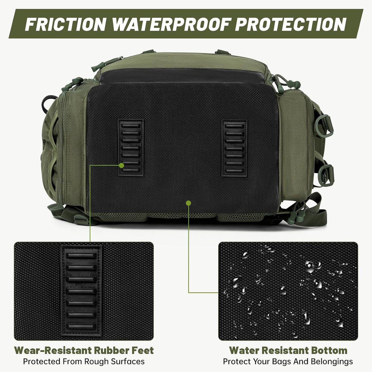 40L Tackle Fishing Backpack with 2 Rod Holders, Water Resistant