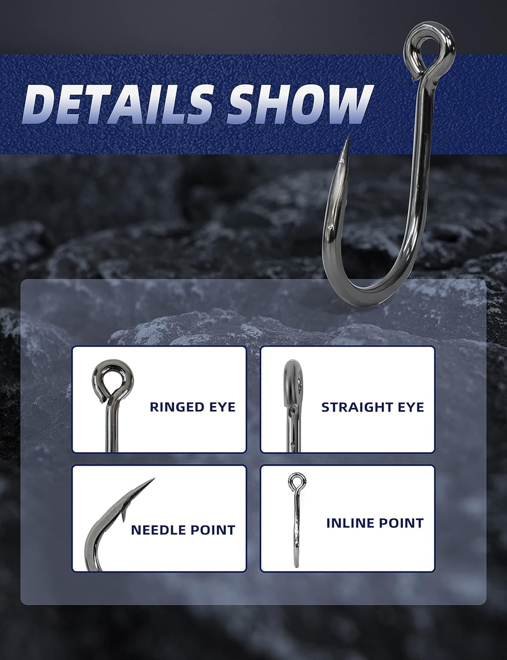 BLUEWING Stainless Steel Live Bait Hooks 10pcs/20pcs Ultra Sharp & Durable for Saltwater & Freshwater Fishing
