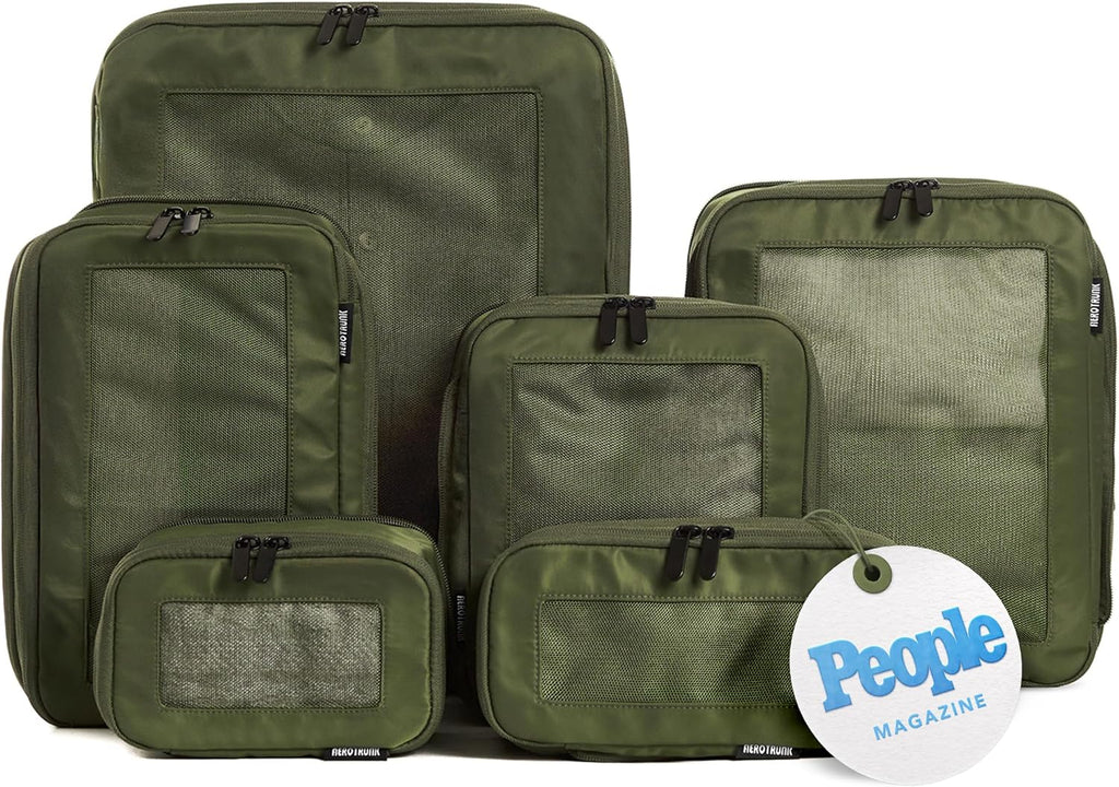 Aerotrunk Compression Packing Cubes for Travel, 6-Pack, Olive